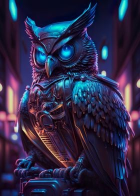 Owl Cyberpunk style
