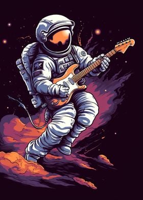 astronaut playing guitar 