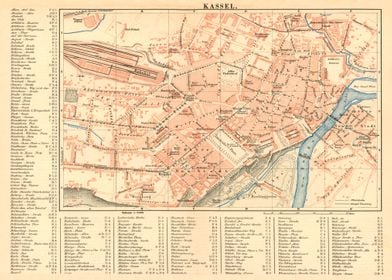 Vintage Map Kassel 19 Jh