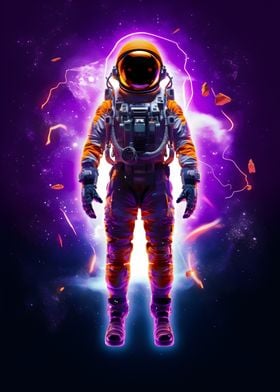 Magenta Neon Astronaut