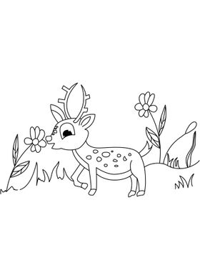 Line art deer illustration