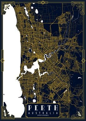 Perth City Map Gold