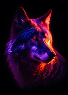 Wolf dark neon colors