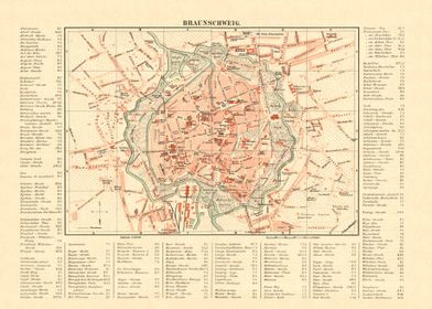 Vintage Map Braunschweig 