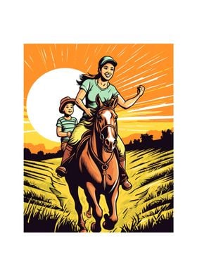 Horse Rider Mom Mother Son