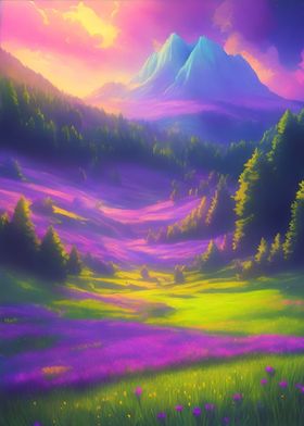 Colorful meadow landscape