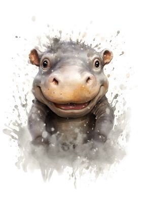 Hippo Watercolor