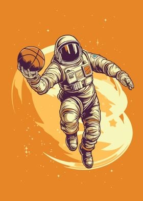 Astronaut play basketball