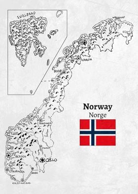 Handdrawn Norway Map