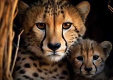 Cheetah With Cub