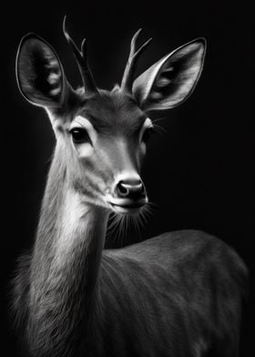 Black and White Deer Art