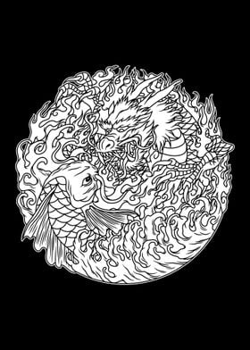 Koi Dragon  BnW