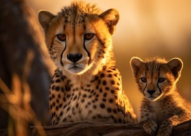 Cheetah With Cub