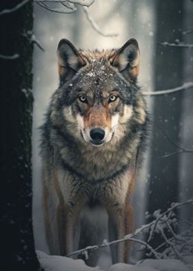 Wolf in Snowy forest