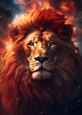 Cosmic Galaxy Lion