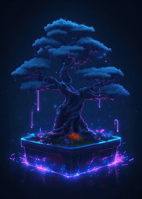 Synthwave Bonsai Tree