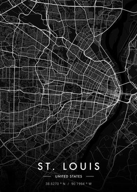 St Louis City Map Dark