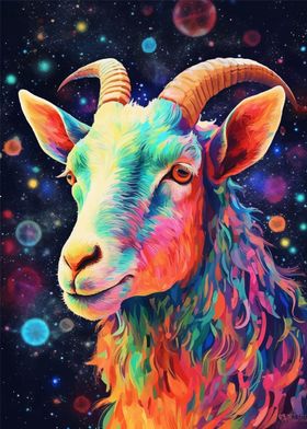 Goat Colorful In Planets