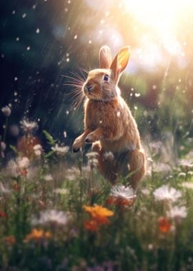 rabbit in misty spring