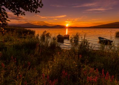 Sunset, summer lake,Poland