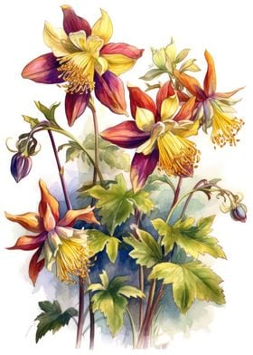 Columbine Flower Artwork