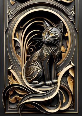 King Cat Golden Art Deco