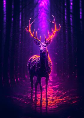 Deer magenta neon