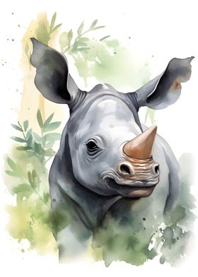 Rhino Watercolor