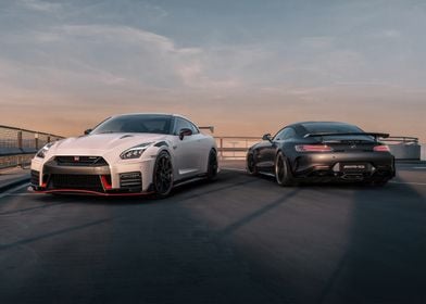 Nissan GTR and Mercedes