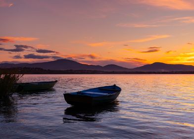 Sunset, summer lake,Poland