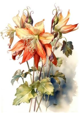 Columbine Flower Painting