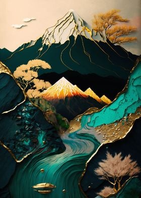Abstract Mount Fuji Art