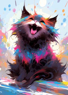 Colorful Laughing Cat