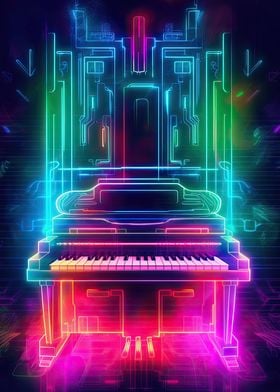 Techno Neon Piano Player