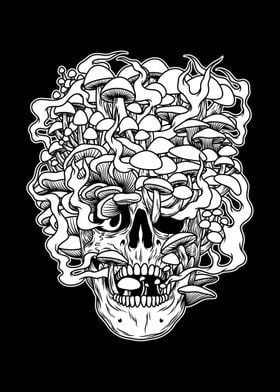 Mushroom Head Skull BnW