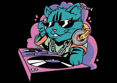 Cat at DJ desk