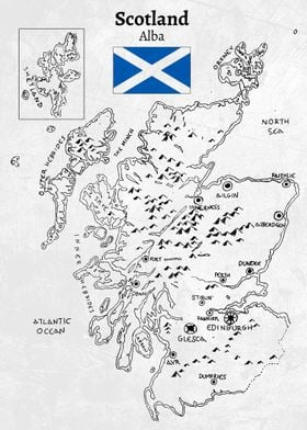 Handdrawn Scotland Map