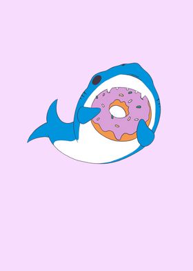 Funny Kawaii Shark Donut