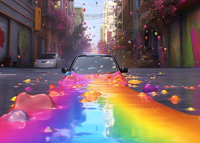 immersed in urban rainbow