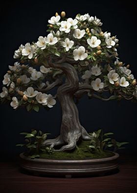 White Flower Bonsai Tree