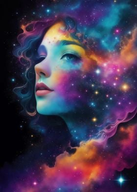 Nebula Face Charming Woman