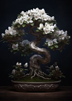 White Flower Bonsai Tree