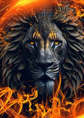 Lion and fire