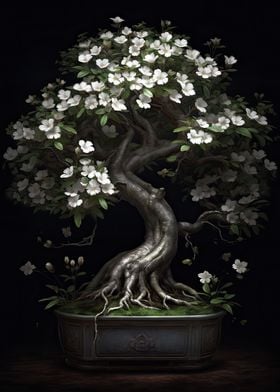 White Flower Bonsai Tree