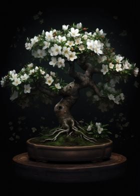White Flower Bonsai Tree