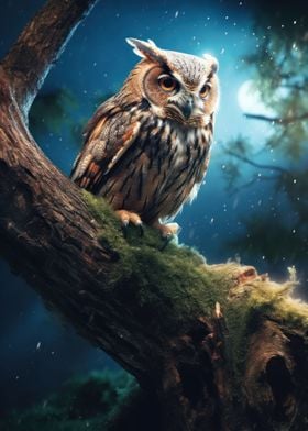 fantasy owl at night