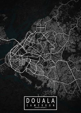 Douala City Map Dark