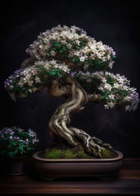 White Flower Bonsai Tree