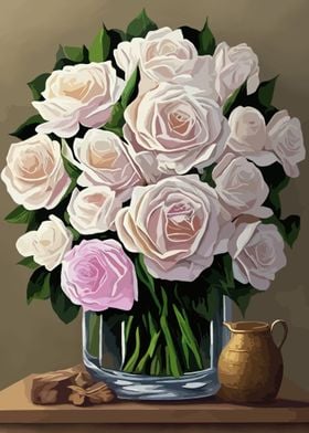 White Roses in Vase