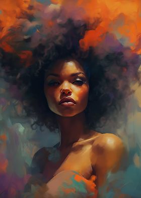 Abstract Afro Woman Art